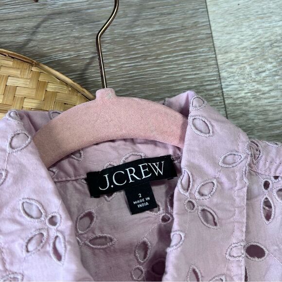 J. Crew spring garden eyelet button down‎ blouse collared polo women’s size 2 - Picture 3 of 6